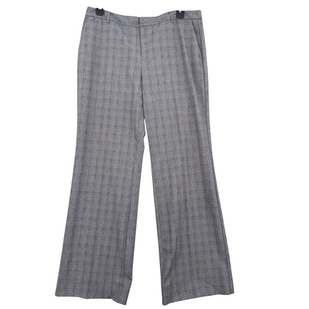Dana Buchman Glen‎ Plaid Dress Pants Womens 16 Polyester Rayon Gray Red